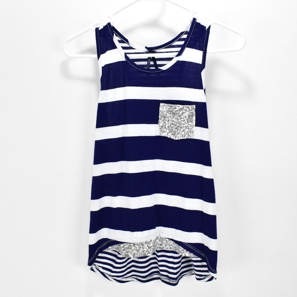 Poof Girl Sequin Hi Lo Tank Top XL